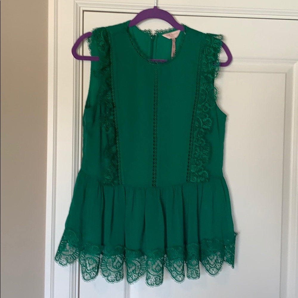 New Ted Baker flirty Sleeveless Emerald green top